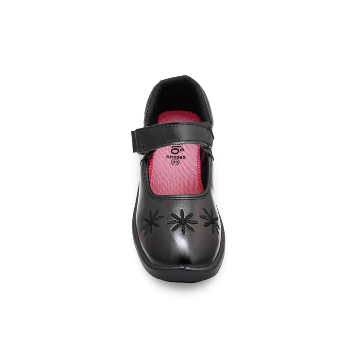Girls Black Velcro Strap School Shoes  SK0065
