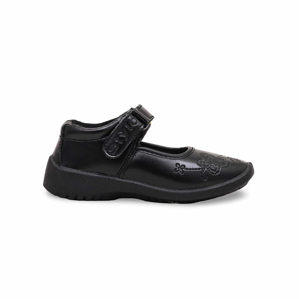 Girls Black Velcro Strap School Shoes SK0066