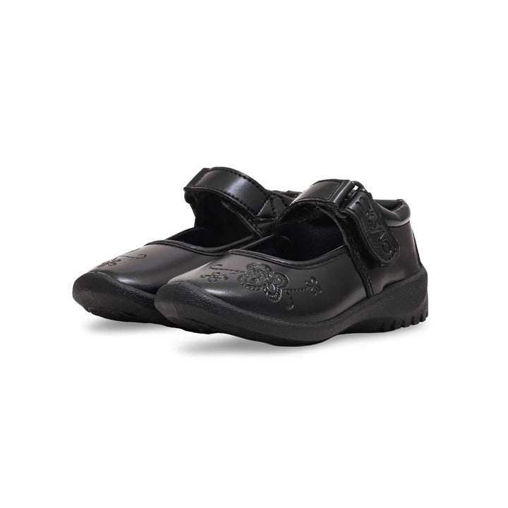 Girls Black Velcro Strap School Shoes SK0066