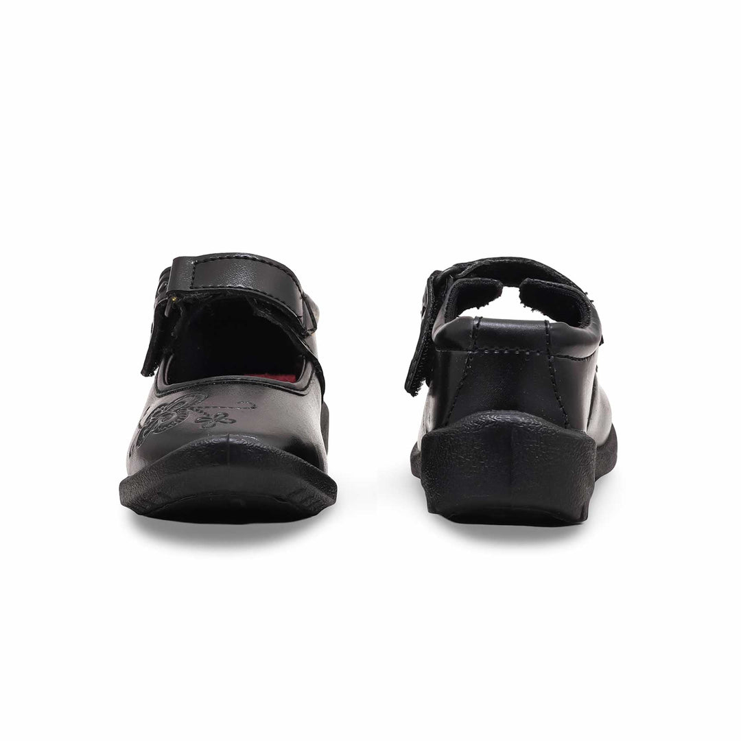 Girls Black Velcro Strap School Shoes SK0066