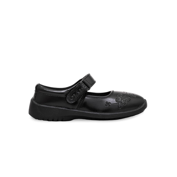 Girls Black Velcro Strap Schools Shoes SK0067