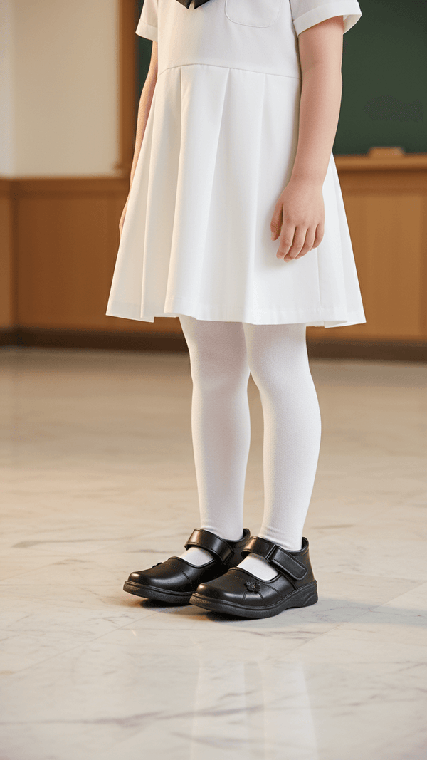 Girls Black Velcro Strap School Shoes SK0069