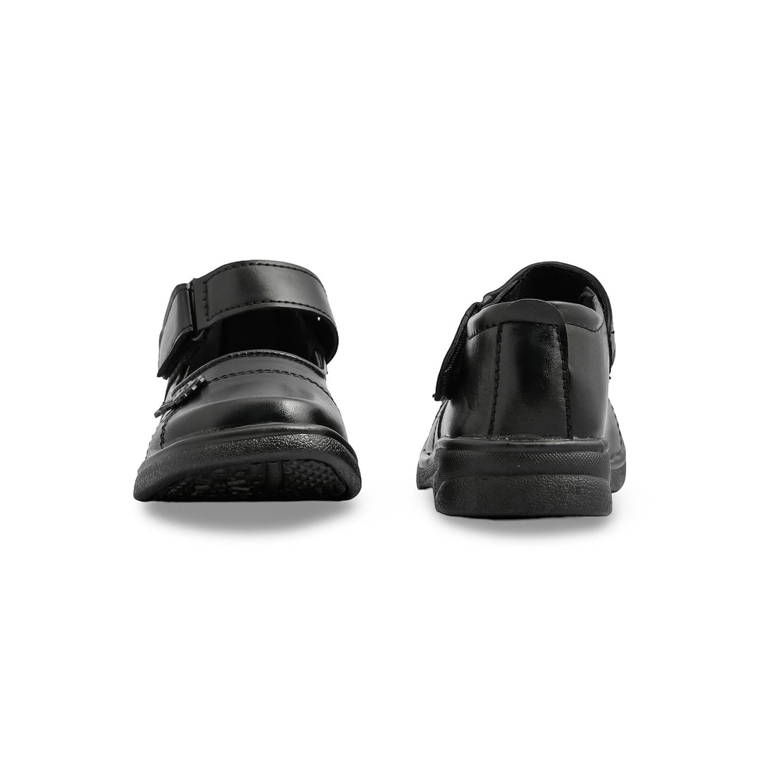 Girls Black Velcro Strap School Shoes SK0069