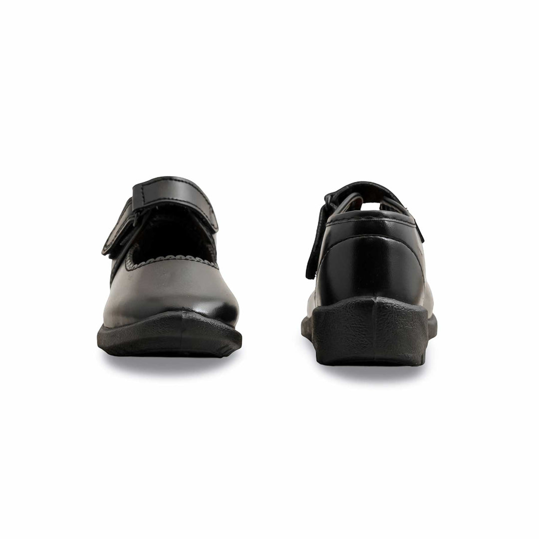 Girls Black Velcro Strap School Shoes SK0076