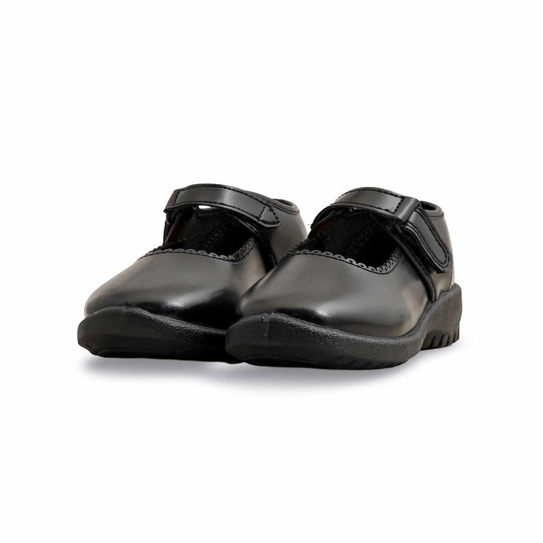Girls Black Velcro Strap School Shoes SK0076