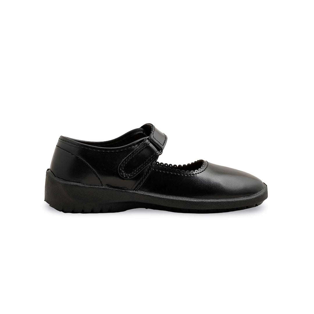 Girls Black Velcro Strap School Shoes SK0077