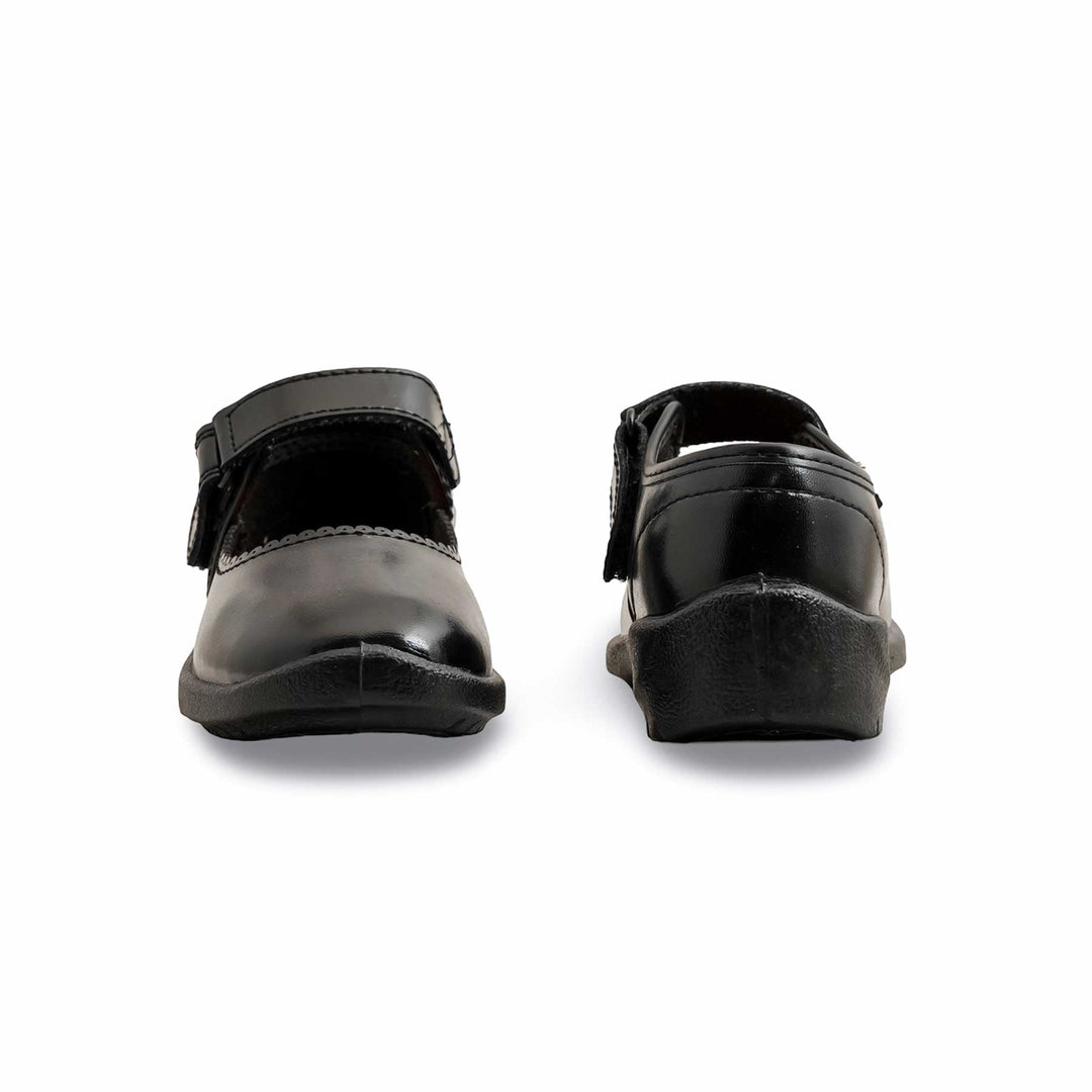 Girls Black Velcro Strap School Shoes SK0077