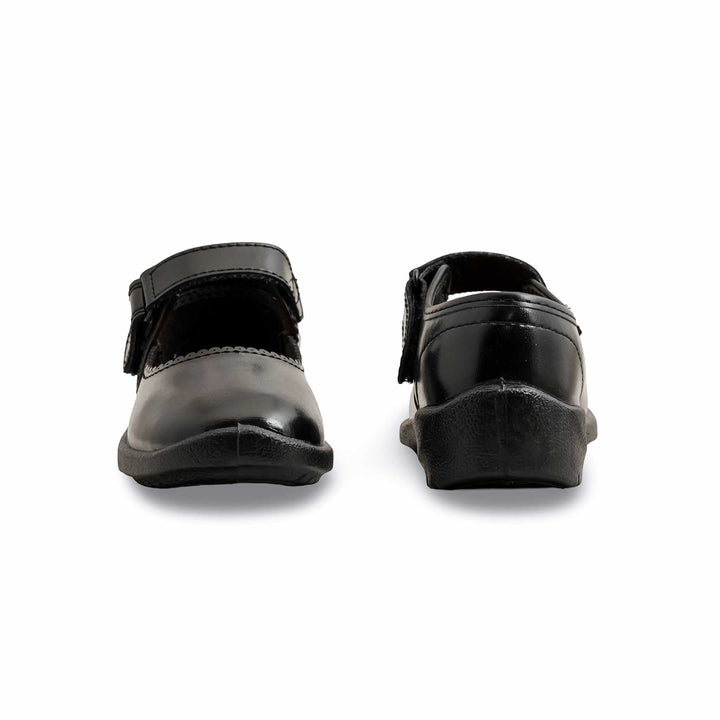 Girls Black Velcro Strap School Shoes SK0077