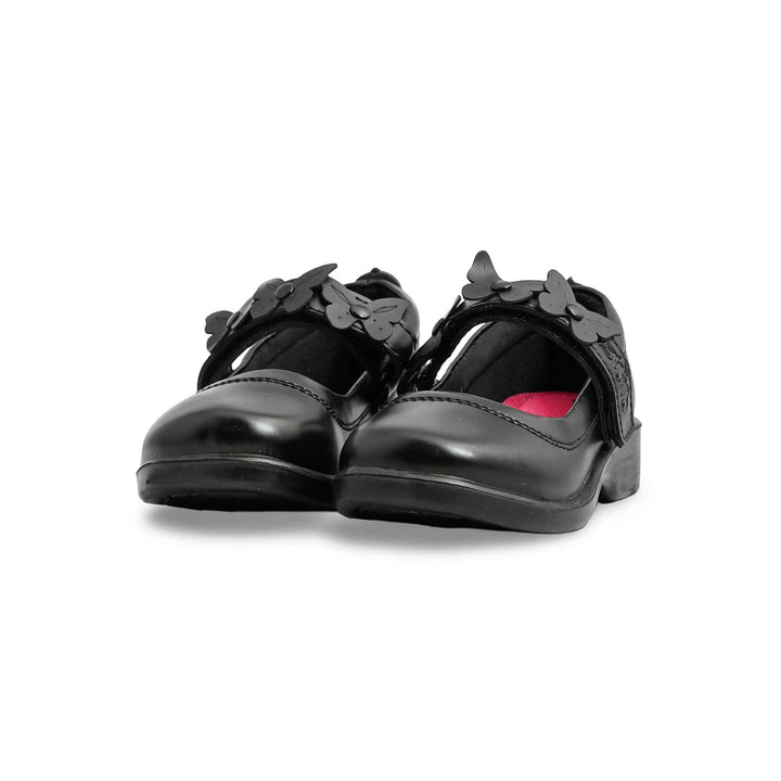 Girls Black Velcro Strap School Shoes SK0078
