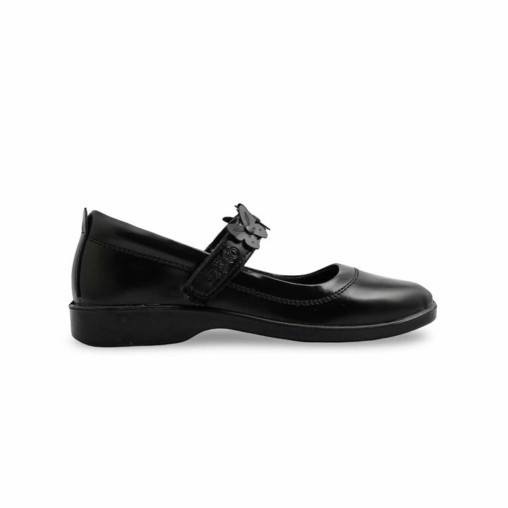 Girls Black Velcro School Shoes SK0079