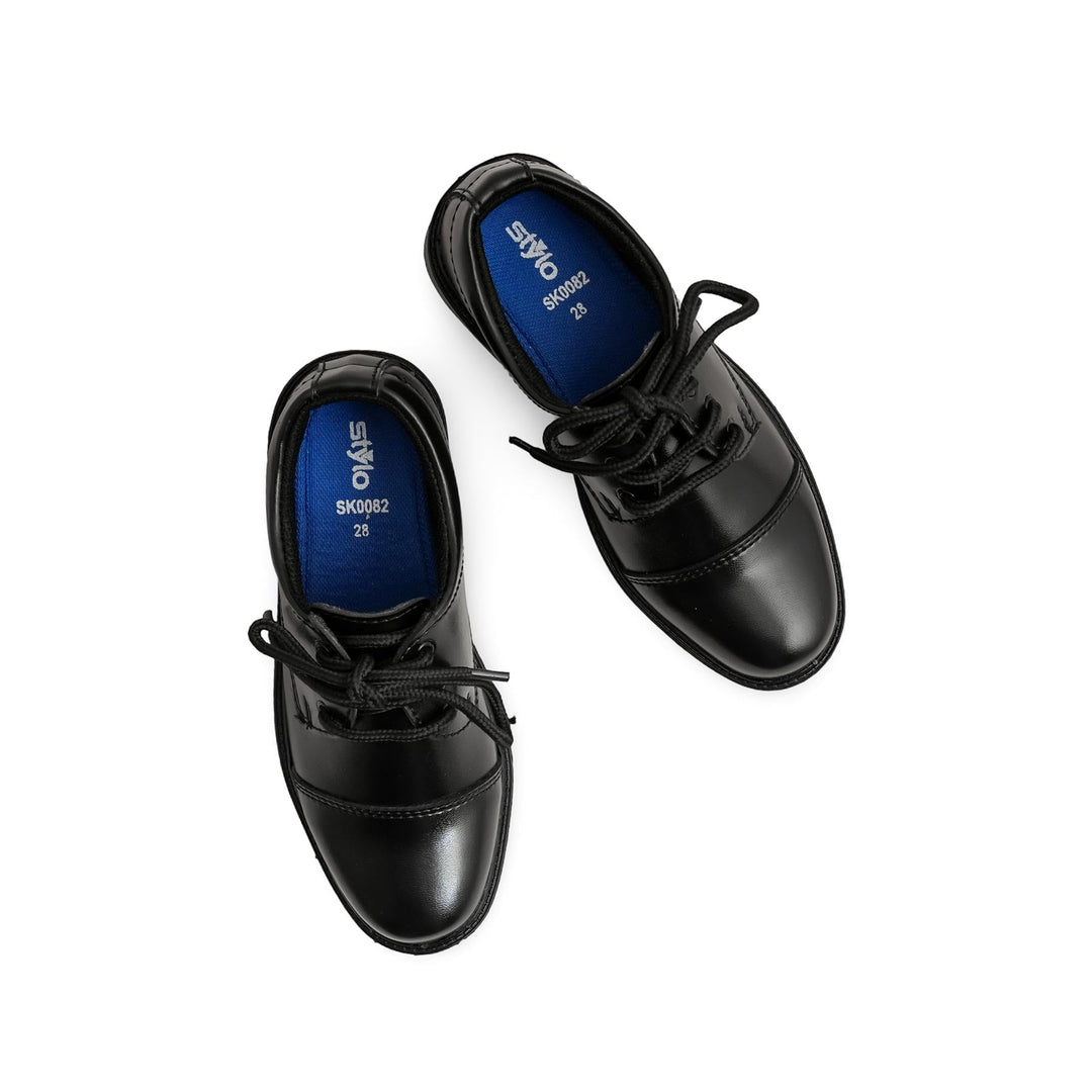 Boys Black Black Lace Up School Shoes SK0082