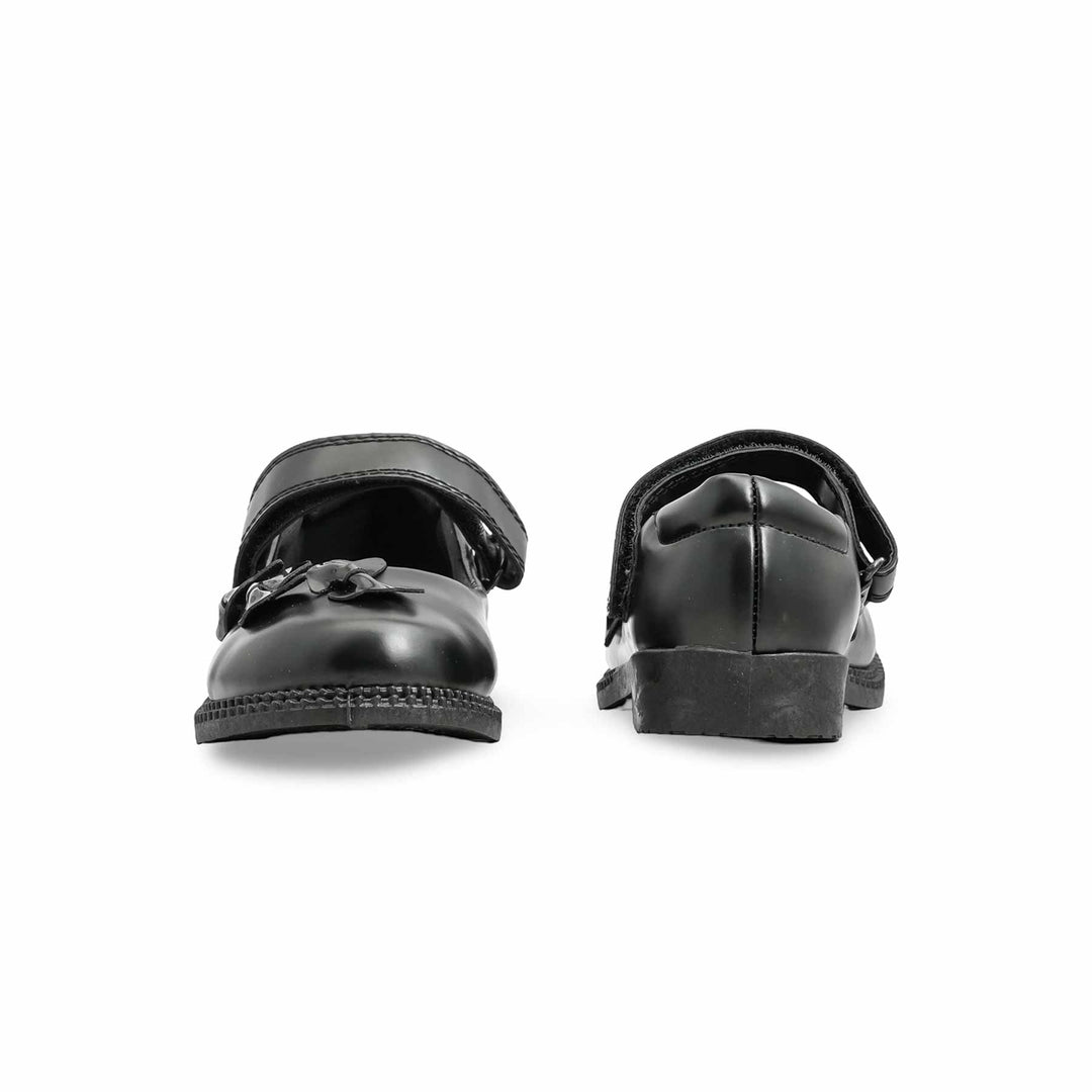 Girls Black Velcro Strap School Shoes SK0084