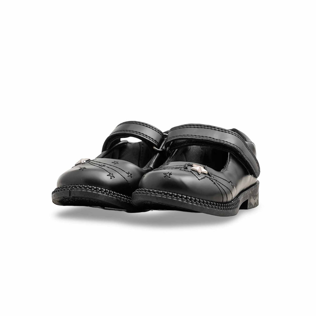 Girls Black Velcro Strap School Shoes SK0086
