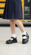 Girls Black Velcro Strap School Shoes SK0092