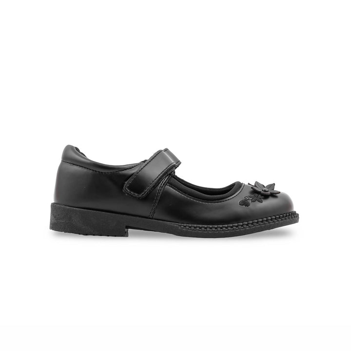 Girls Black Velcro Strap School Shoes SK0095