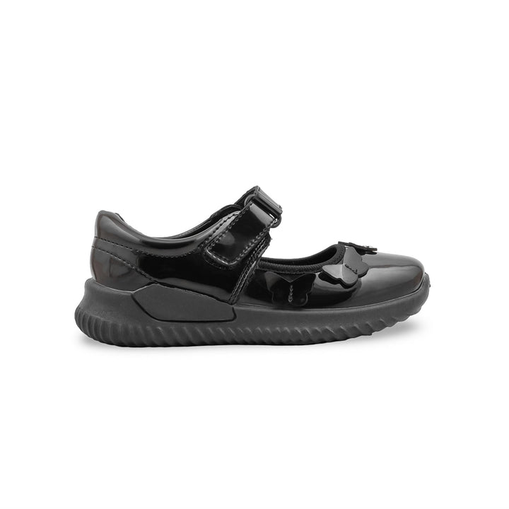 Girls Black Velcro Strap School Shoes SK0101