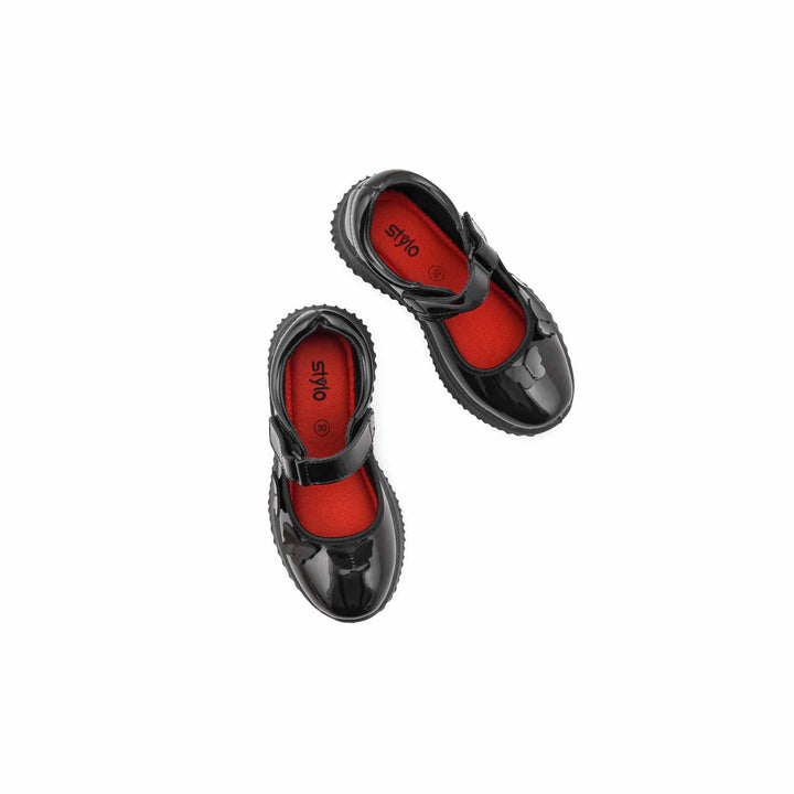 Girls Black Velcro Strap School Shoes SK0101