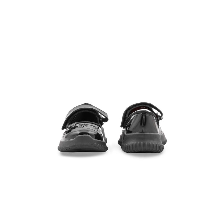 Girls Black Velcro Strap School Shoes SK0102