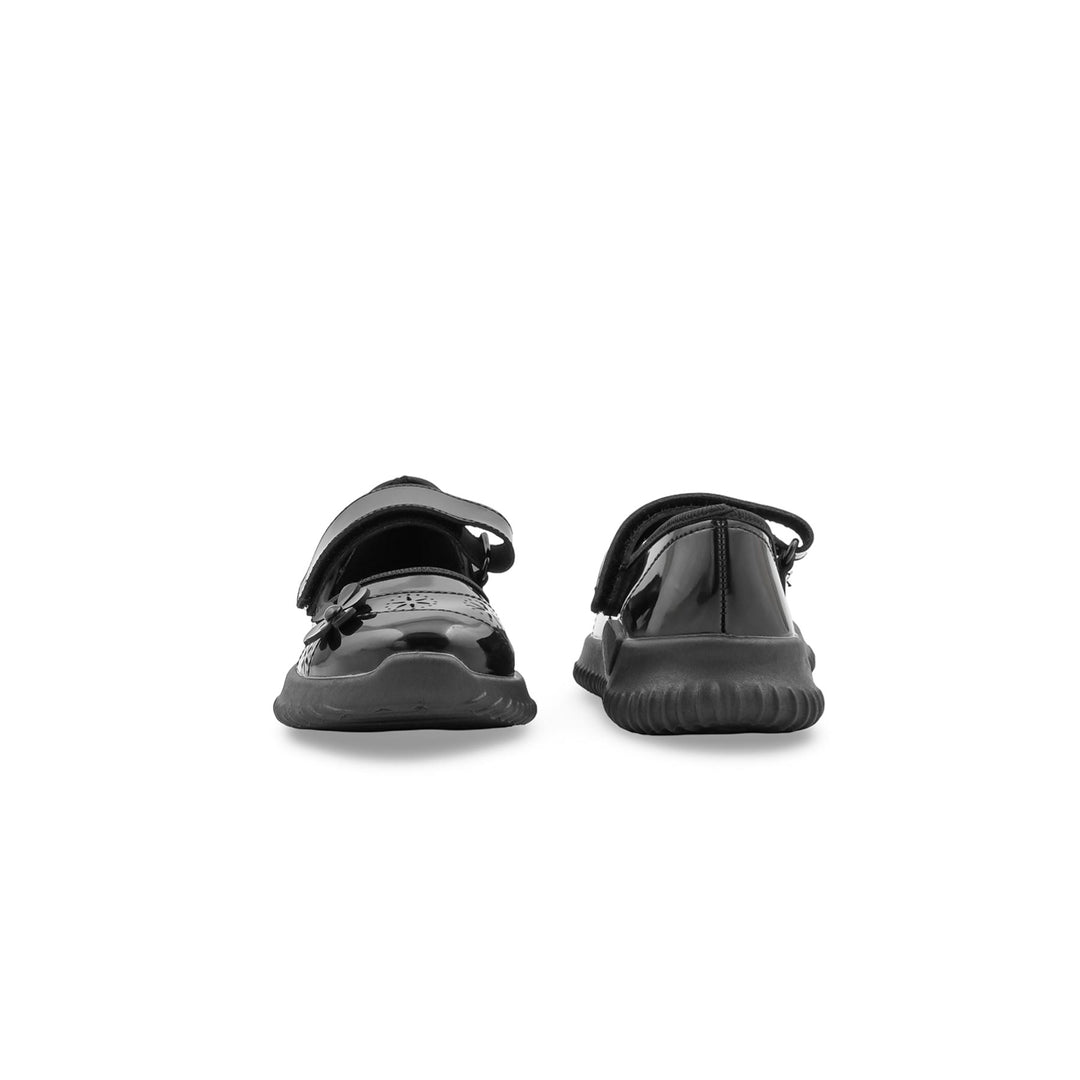 Girls Black Velcro Strap School Shoes SK0103