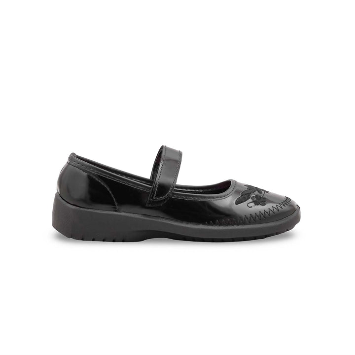 Girls Black Velcro Strap School Shoes SK0106