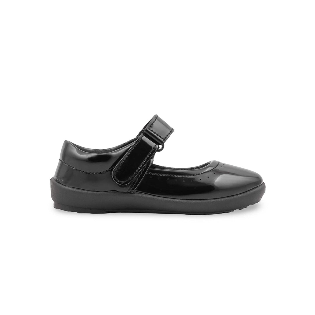 Girls Black Velcro Strap School Shoes SK0114