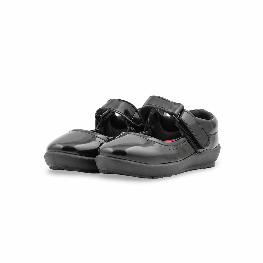 Girls Black Velcro Strap School Shoes SK0114