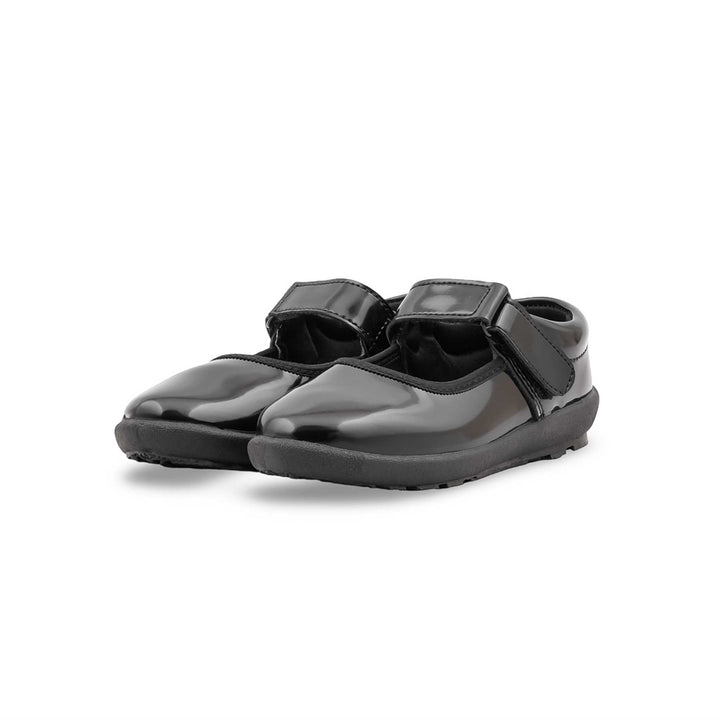 Girls Black Velcro Strap School Shoes SK0118