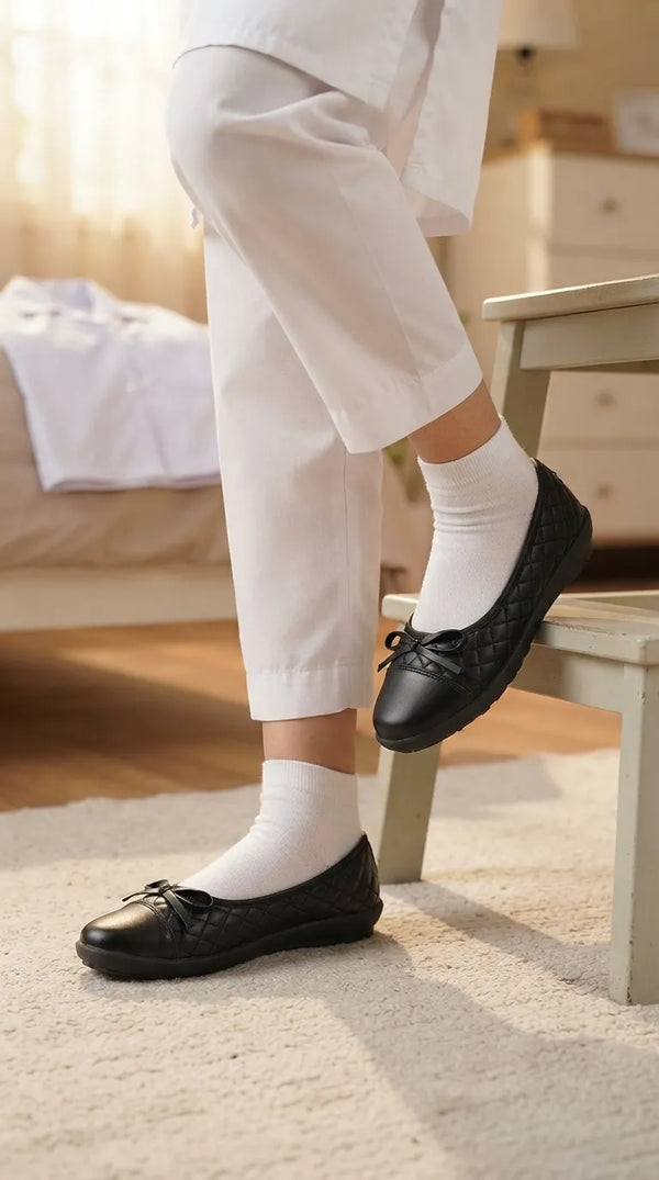 Girls Black School Pumps SK0120