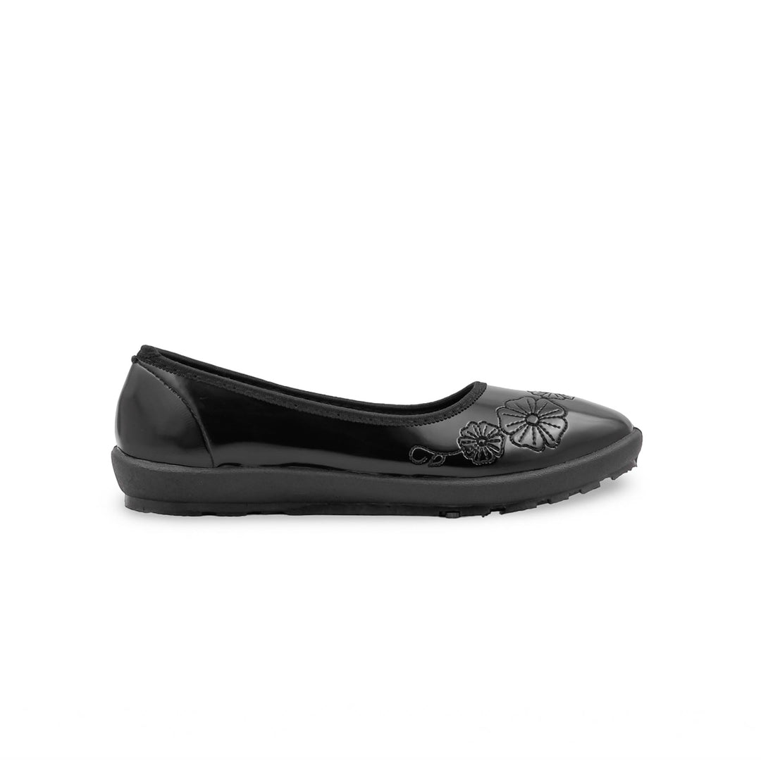 Girls Black School Pumps SK0123