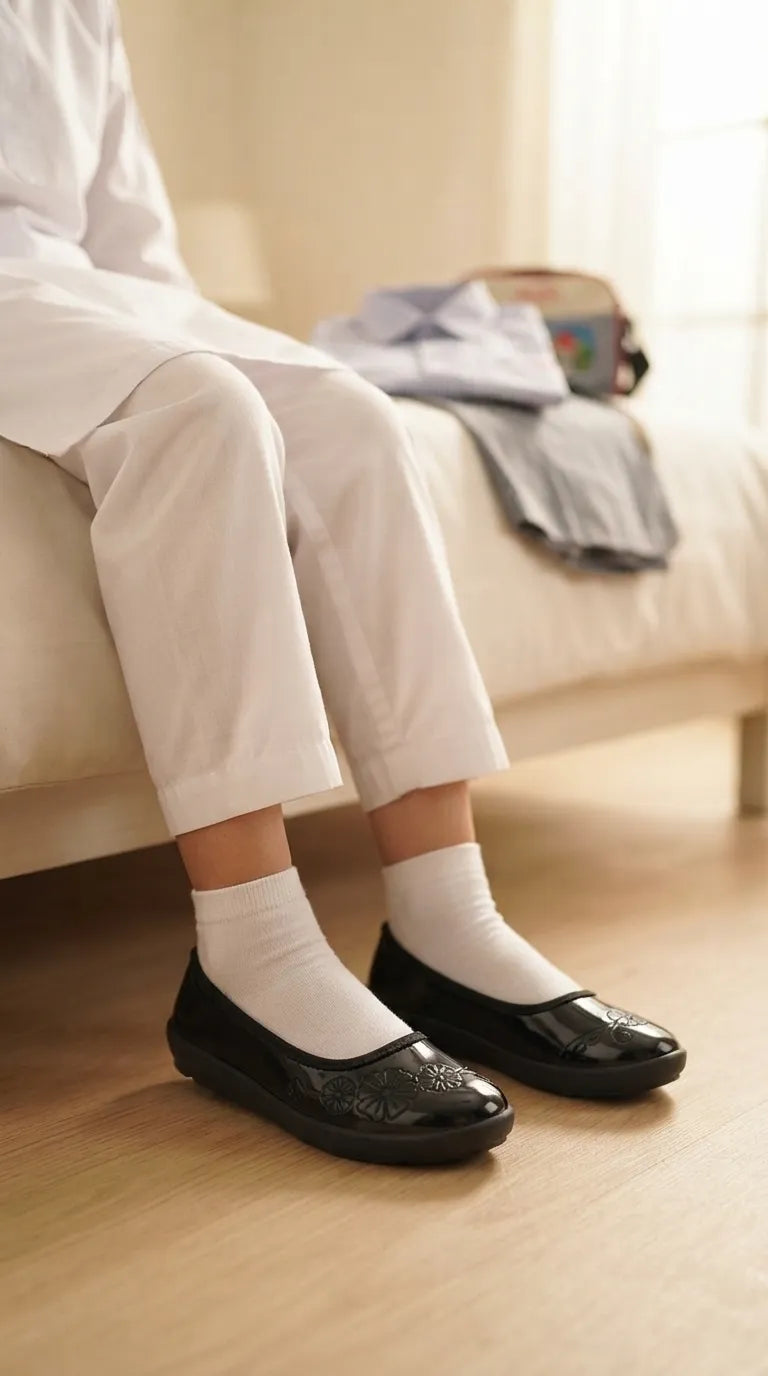 Girls Black School Pumps SK0123