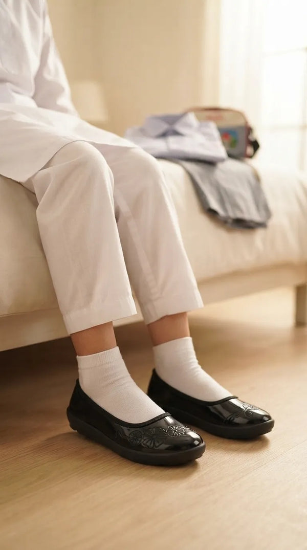 Girls Black School Pumps SK0123