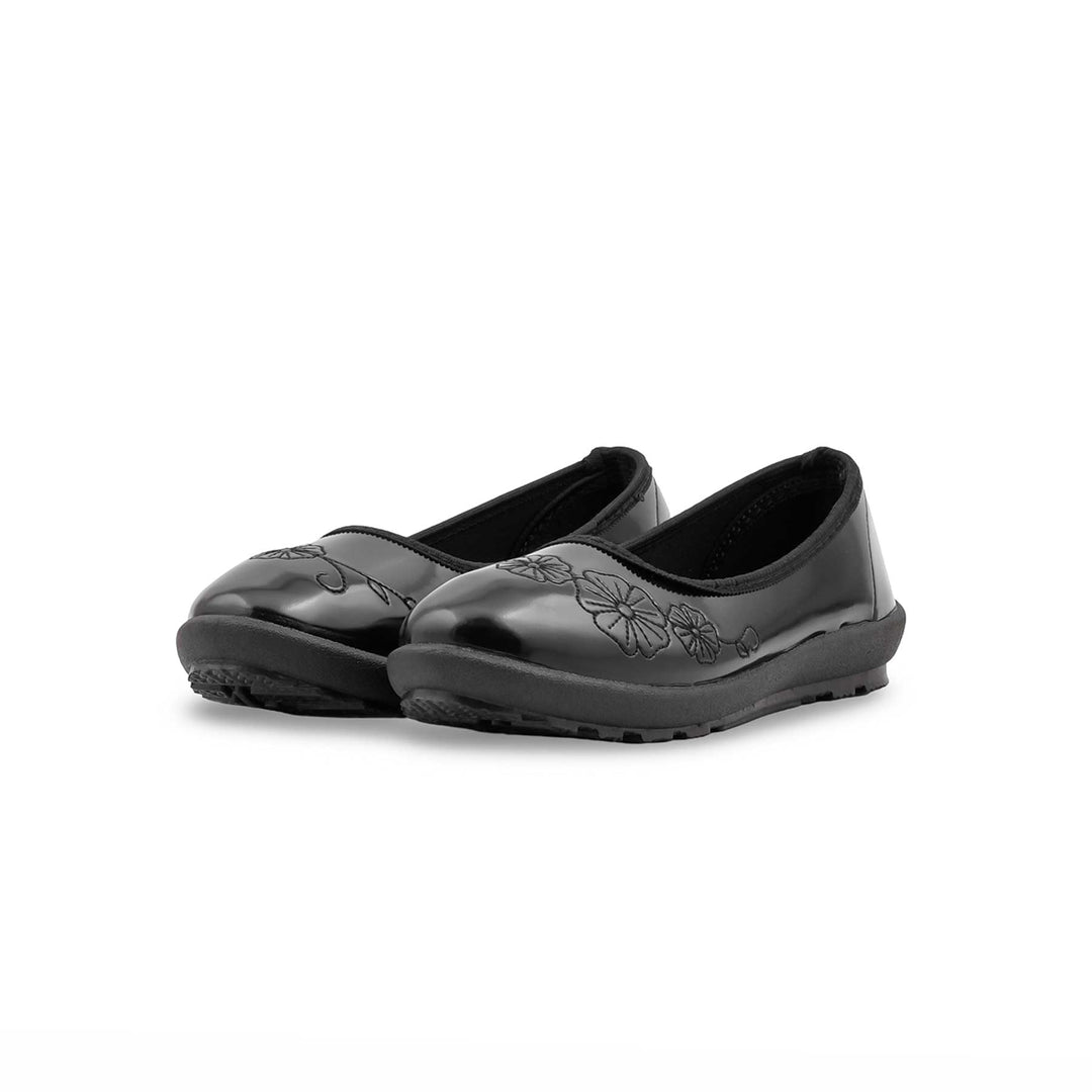 Girls Black School Pumps SK0123