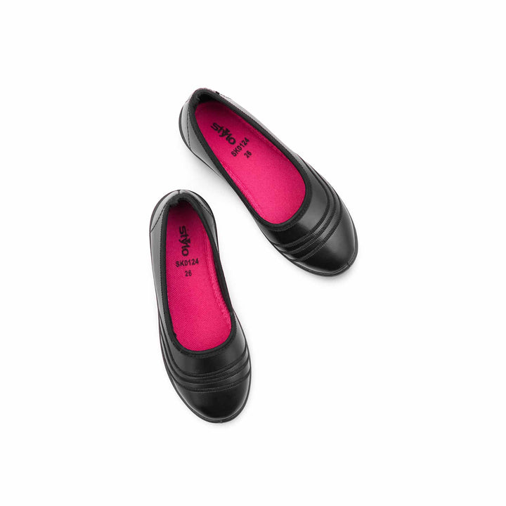 Girls Black School Pumps SK0124