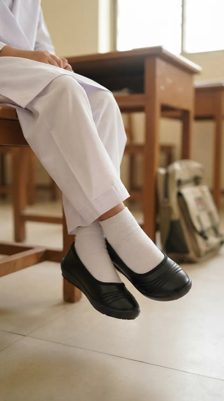 Girls Black School Pumps SK0124
