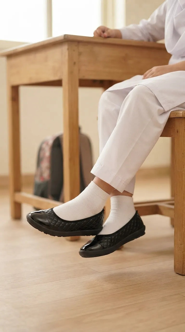Girls Black School Pumps SK0127