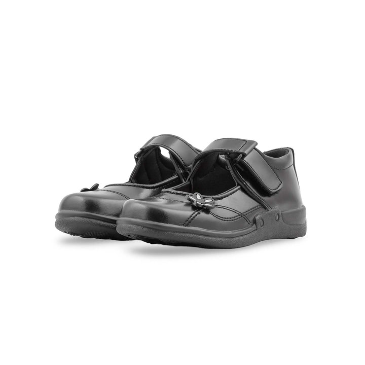 Girls Black Velcro Strap School Shoes SK0134
