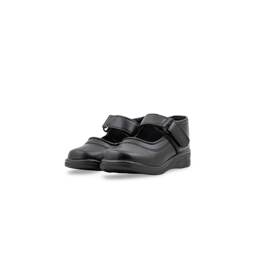 Girls Black Velcro Strap School Shoes SK0136