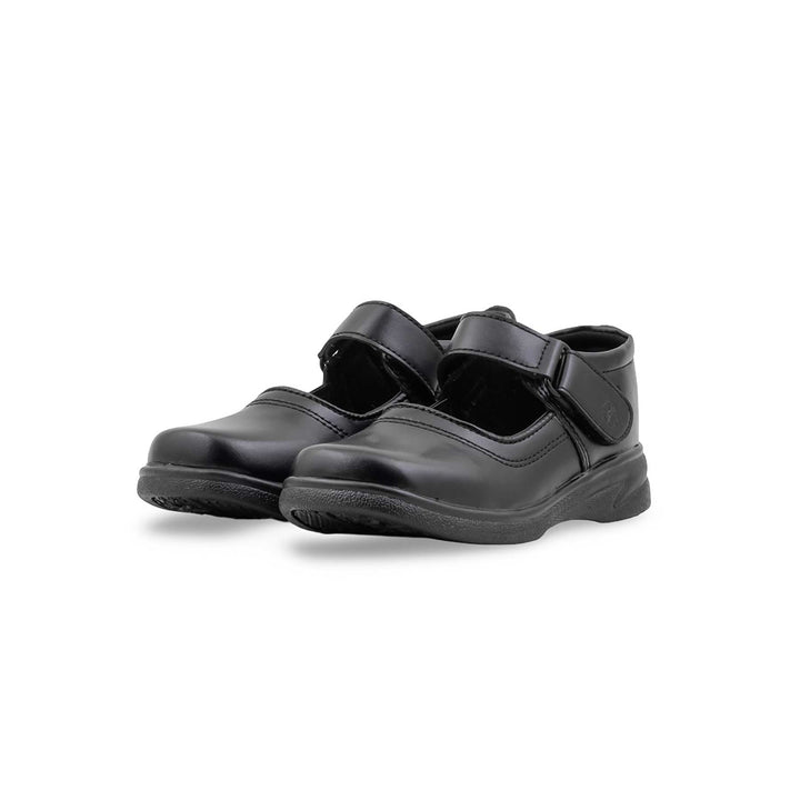 Girls Black Velcro Strap School Shoes SK0137