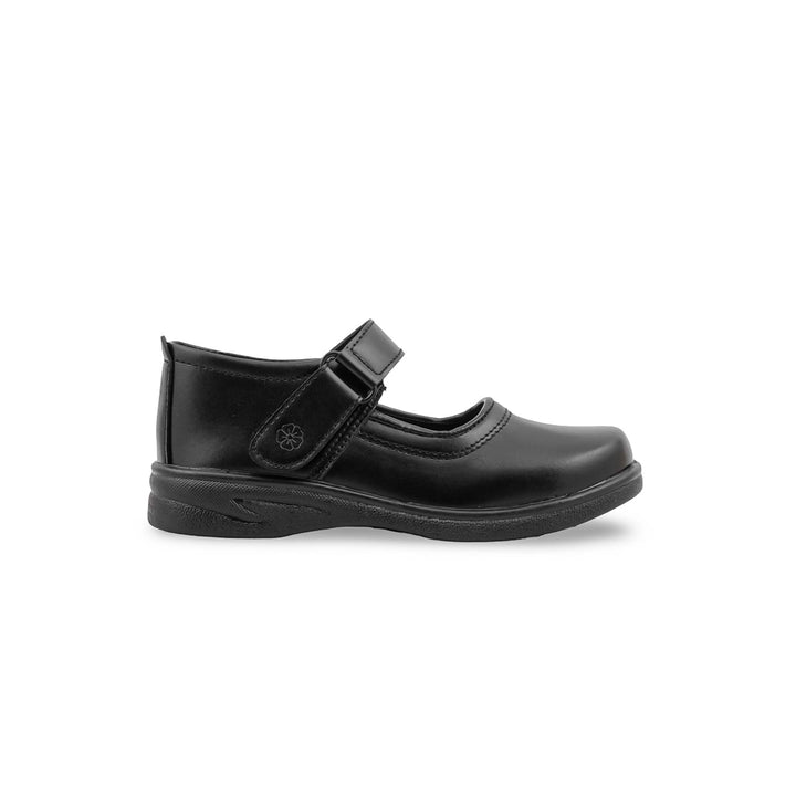 Girls Black Velcro Strap School Shoes SK0137