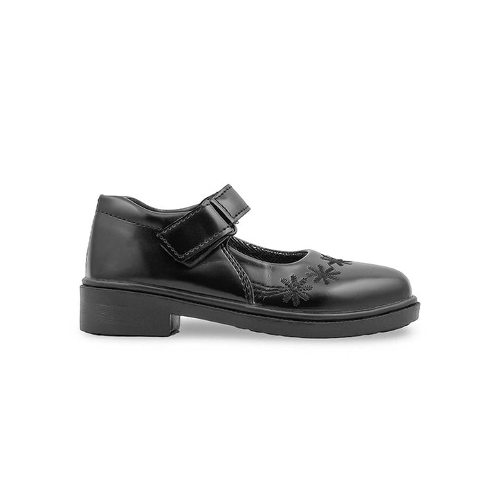 Girls Black Velcro Strap School Shoes SK0140