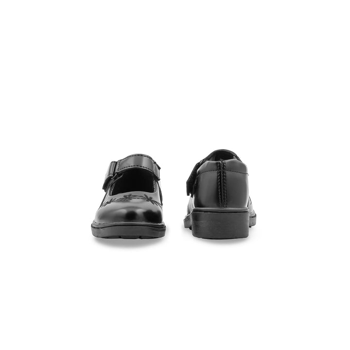 Girls Black Velcro Strap School Shoes SK0140