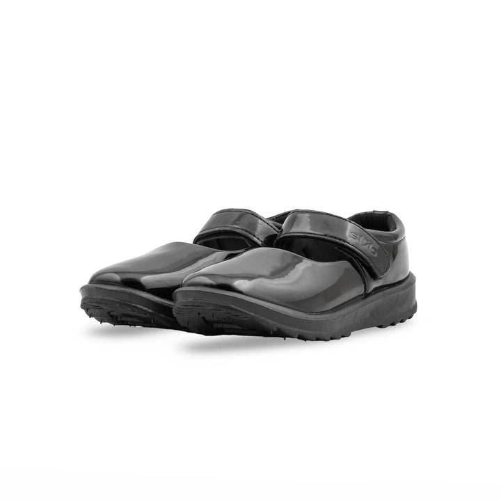 Girls Black Velcro Strap School Shoes SK0146