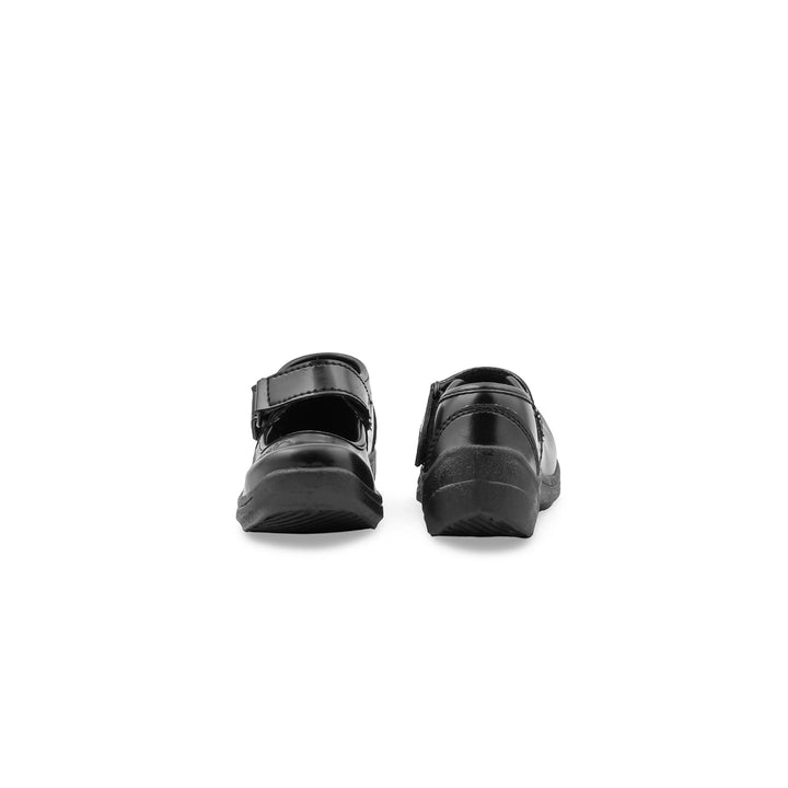 Girls Black Velcro Strap School Shoes SK0149