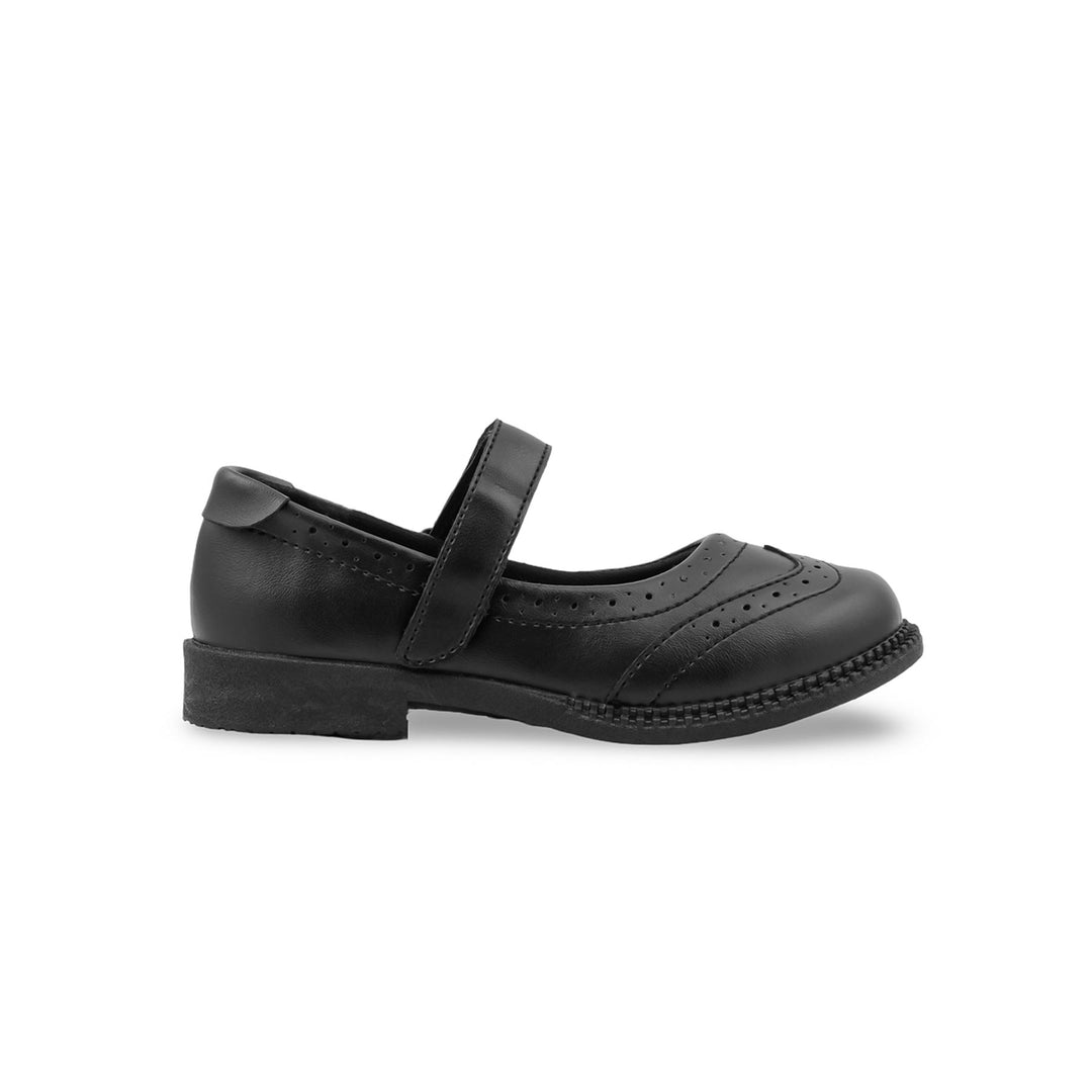 Girls Black Velcro Strap School Shoes SK0153