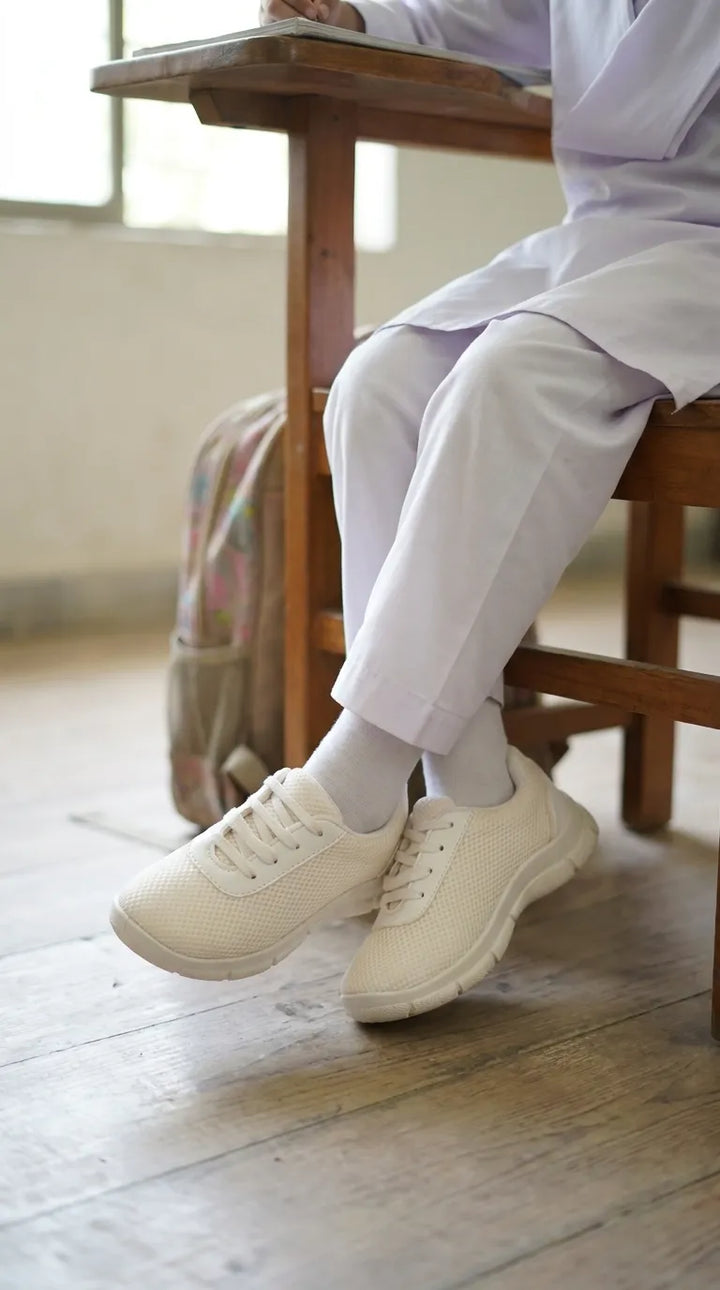 Girls White Sports School Shoes SK0155