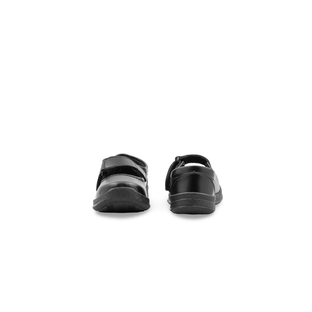Girls Black Velcro Strap School Shoes SK0158