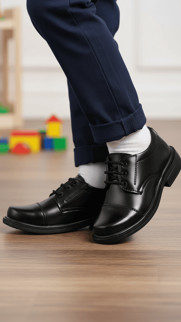 Boys Black Lace Up School Shoes SK1068