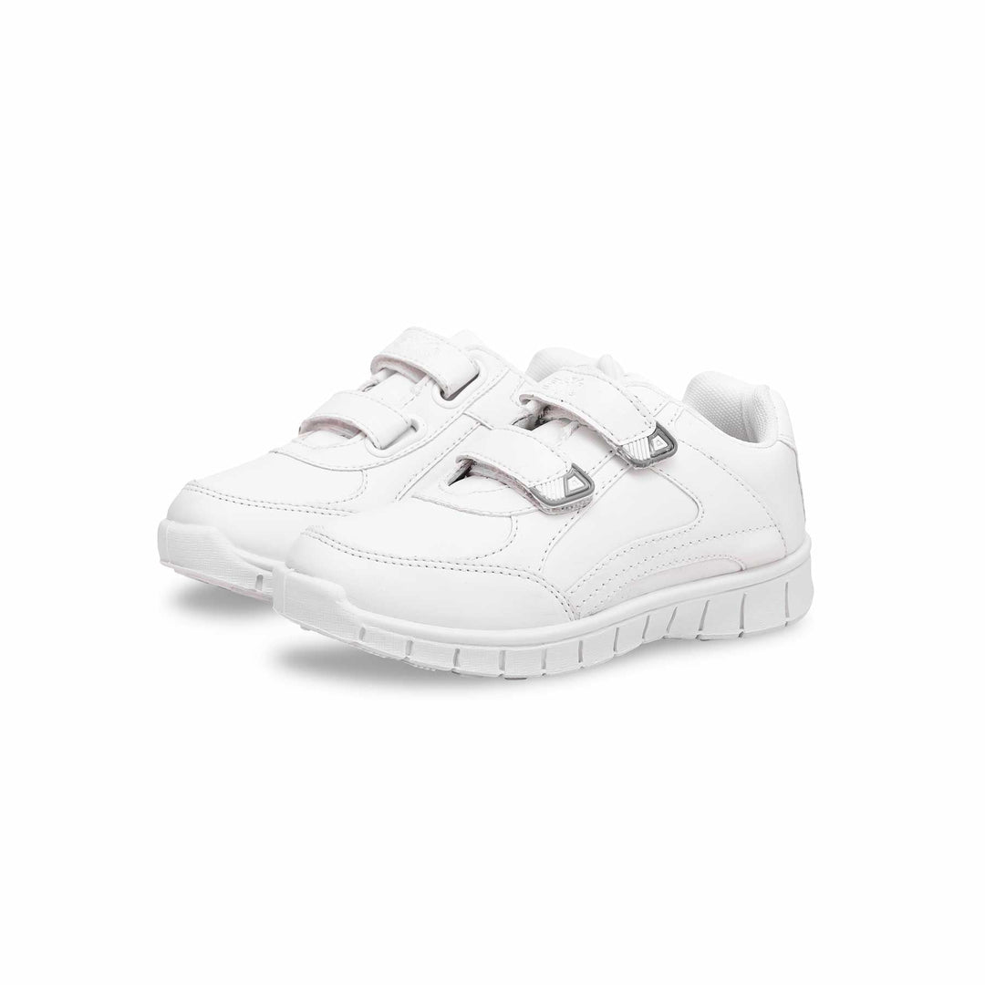 Boys White Velcro School Trainers SK1071