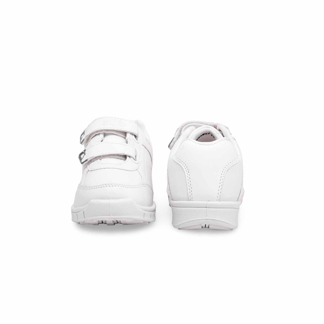 Boys White Velcro School Trainers SK1071