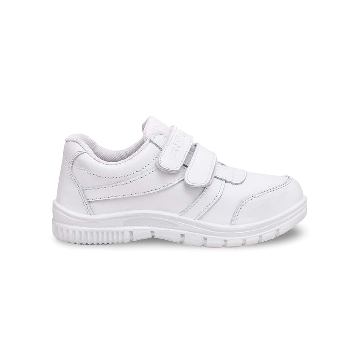 Boys White Velcro School Trainers SK1073